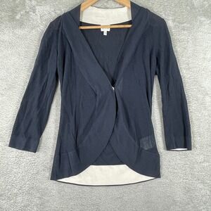 Armani Collezioni Sheer Lightweight Cardigan Sweater Womens 4 Navy Viscose Blend